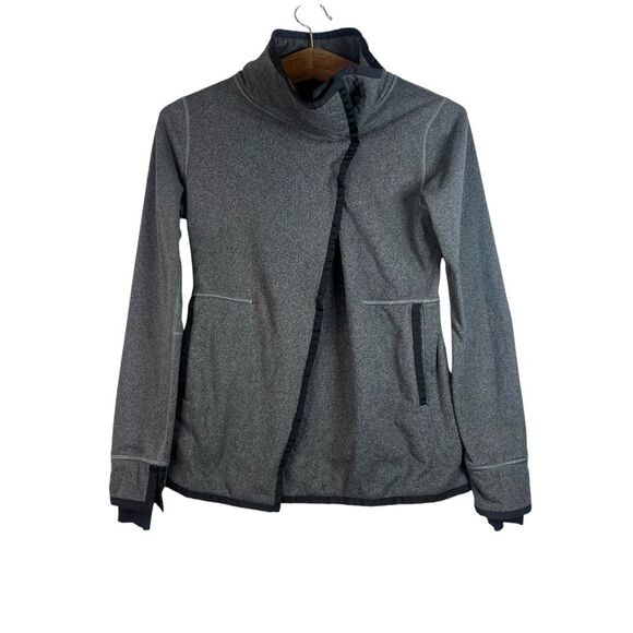 Ivivva Lululemon Girls Big Business Asymmetric Wrap Jacket Size 12 Gray Fleece - Picture 1 of 14
